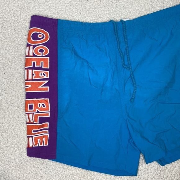 Vintage Ocean Blue Swim Trunks: Size Medium - Picture 3 of 8